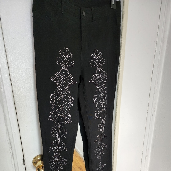 Rare H&M Black Beading High Waisted Strechy Streight Leg Pants Co ord Set - Picture 9 of 16